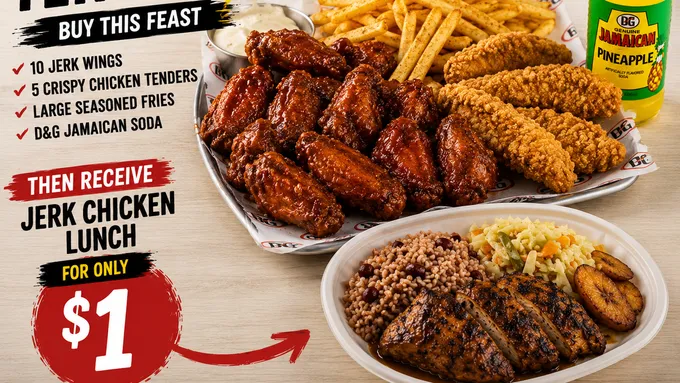 BOGO- Ultimate Wings & Tenders Feast • Add a Jerk Chicken Lunch for $1